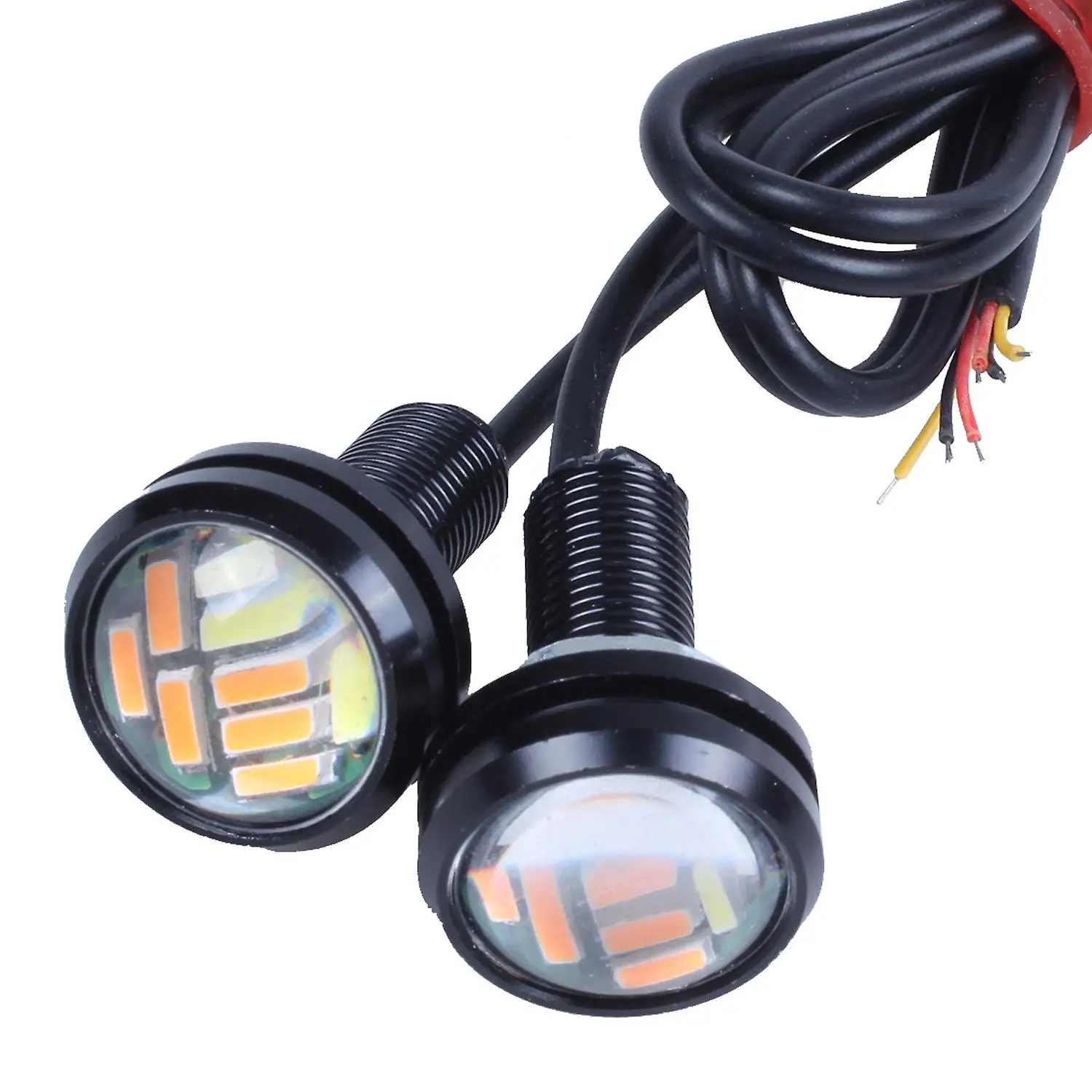 2 Pcs 12v 23mm Dual Color Switchback 12 Led Eagle Eye Daytime Light