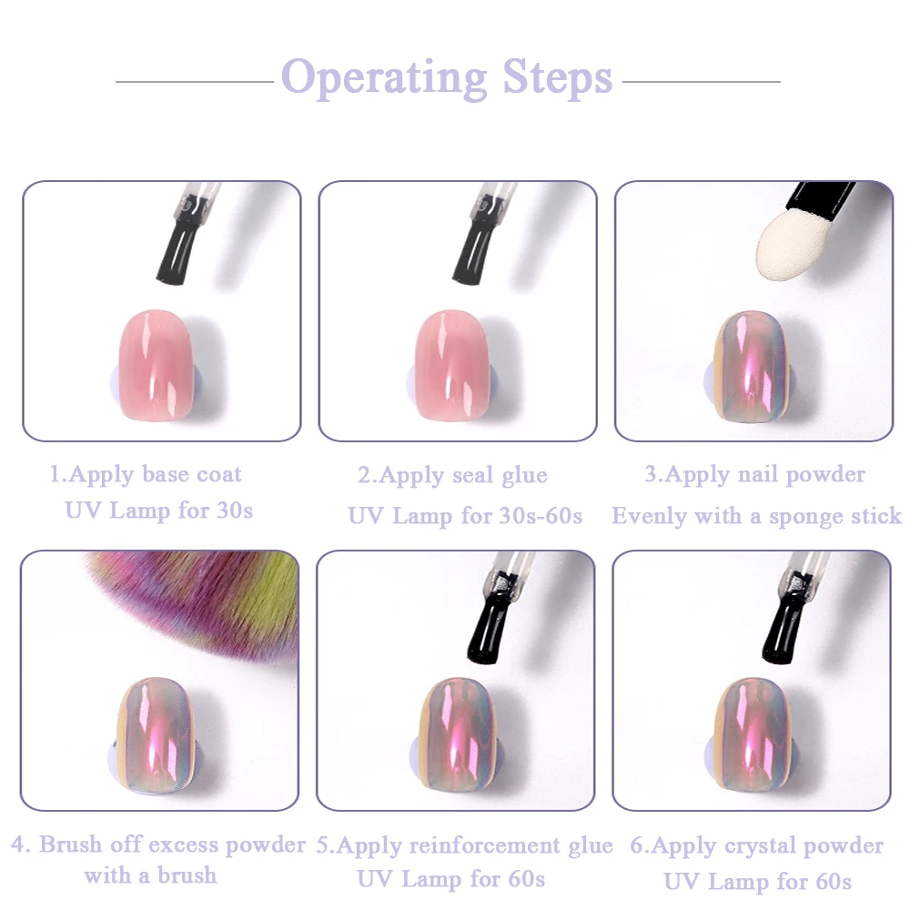 1 barattolo Camaleonte Aurora Specchio solido Polvere per unghie Lucido Duochrome Glitter Effetto metallico Polvere per unghie Fai da te Arcobaleno Ombretto Manicure