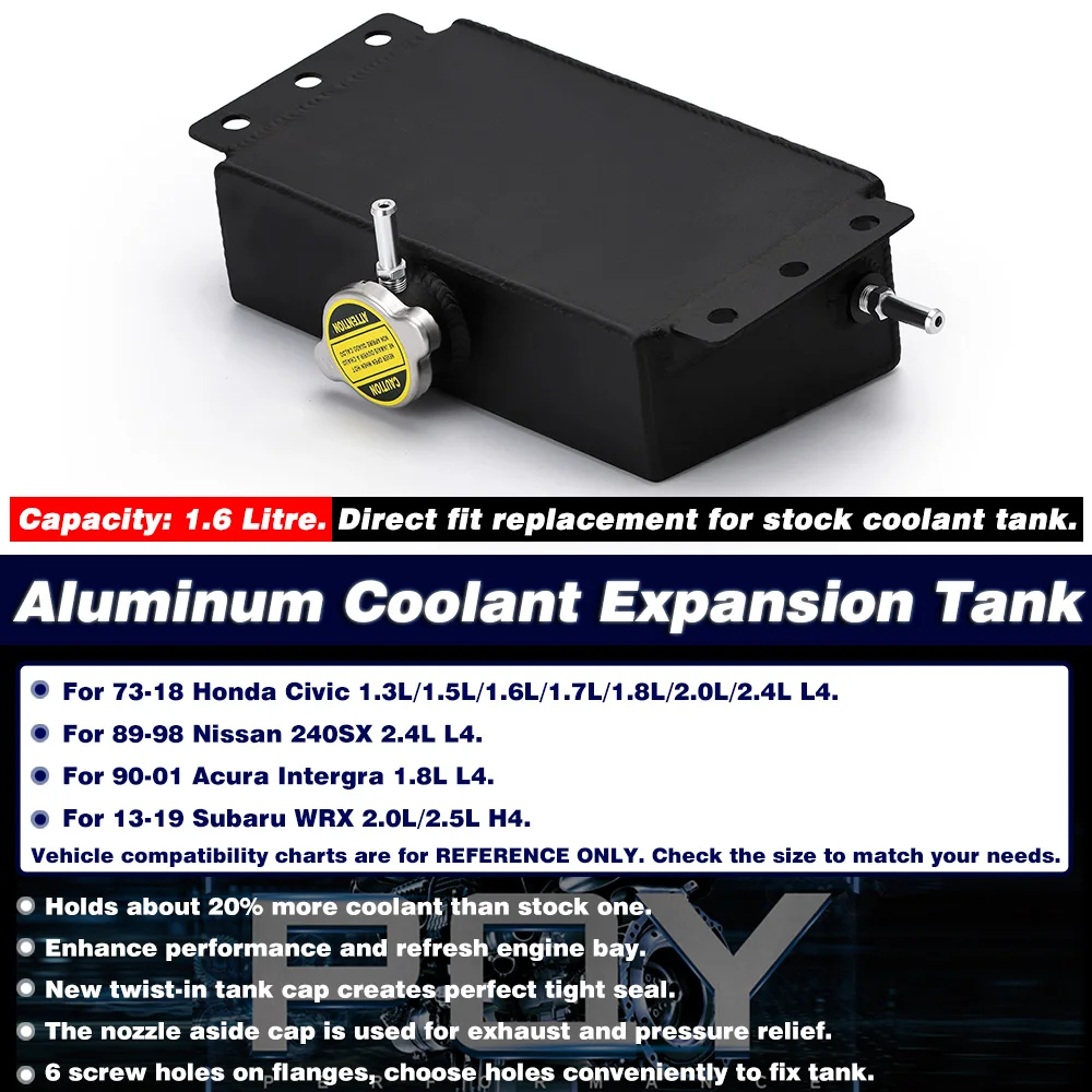 Universal Coolant Expansion Fill Tank Overflow Reservoir Aluminum For Subaru Honda Acura Nissan Mazda WX-TK49