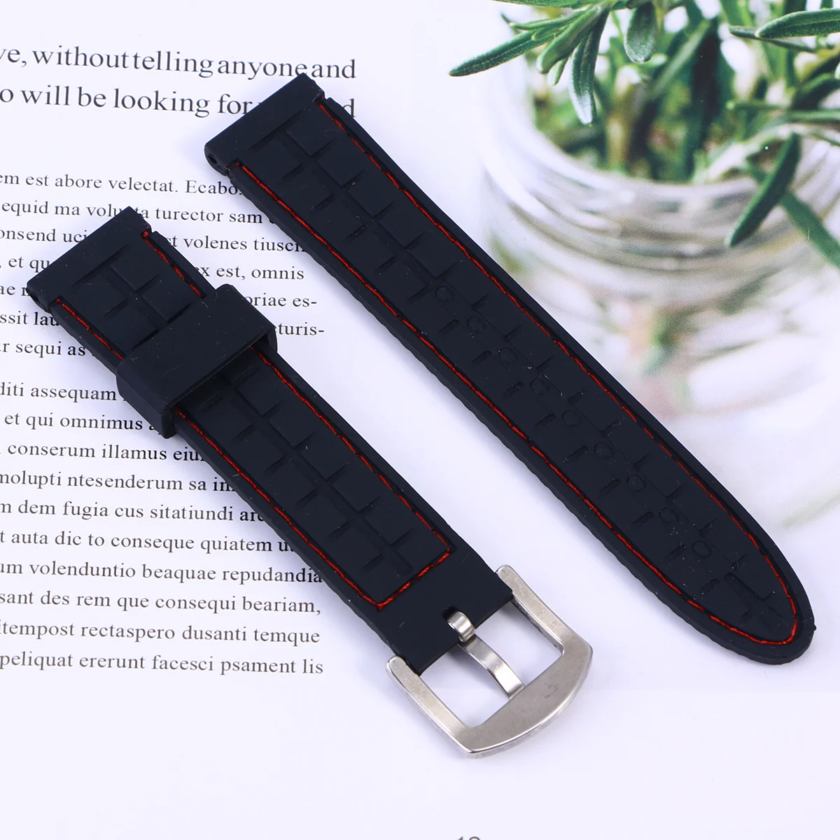 

Black with Watch Strap Straps Waterproof 22mm Silicone Bands Comfortable Diving