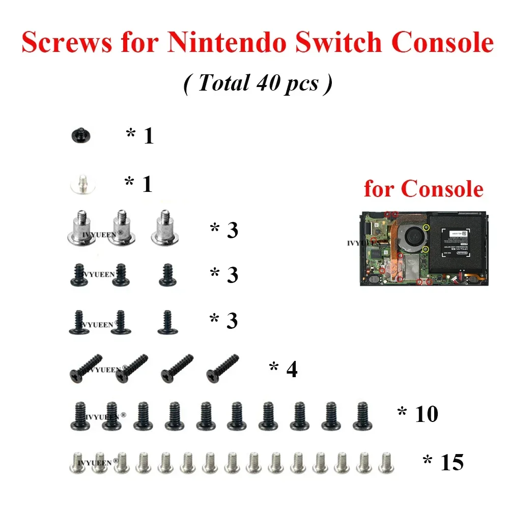 IVYUEEN dla Nintendo przełącznik konsoli zestaw do pełnego zestaw śrub JoyCon dla NintendoSwitch Joy Con naprawa śrub wymiana kontrolera