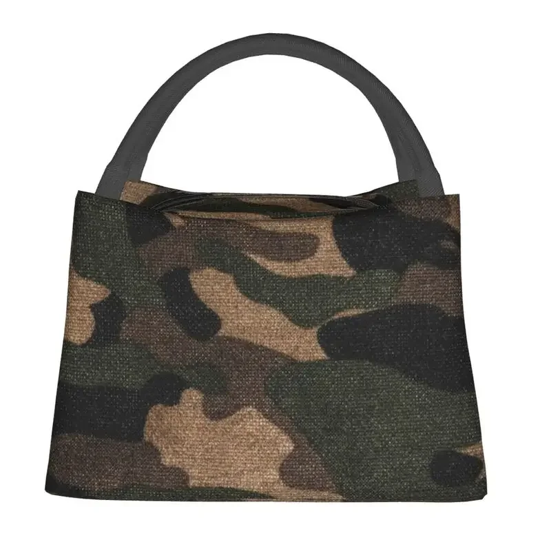 Military Camo Woodland Camouflage Insulated Lunch Bags for Outdoor Picnic Portable Thermal Cooler Bento Box Women