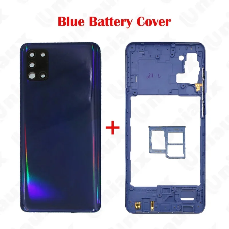 For Samsung Galaxy A31 A315F A315G A315N A315 Full Housing Middle Frame A31 Battery Back Cover Rear Door With Adhesive Replace