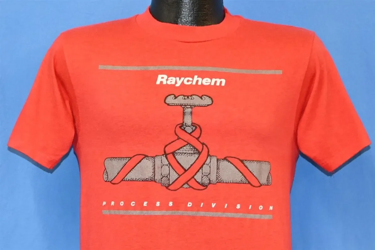 80s Raychem Process Division Pipe Radiation Chemistry T Shirt Small