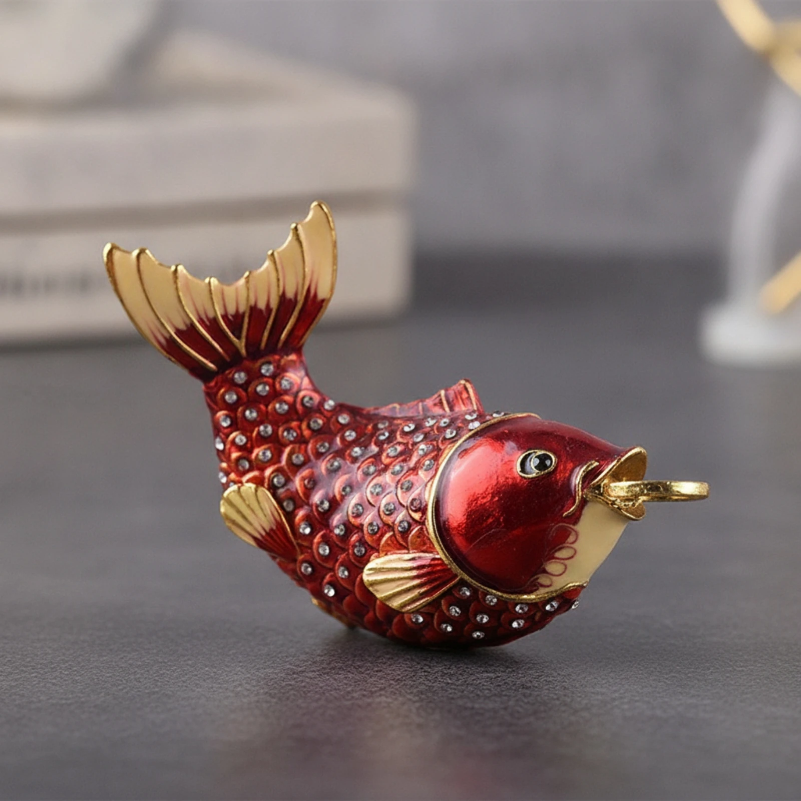 Aquatic Creature Figurine with Rhinestones Decorative Aquatic Creature Figurine Ornament Glossy Decor Textured for Homeowners