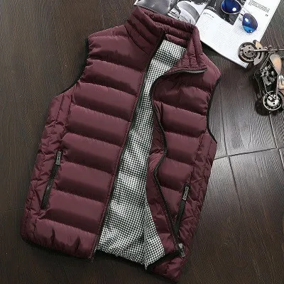 2024 Autumn Winter New Men Cotton Vest Jacket Solid Color Sleeveless Down Waistcoat Jacket  Male Casual Vest Coat Plus Size 5XL