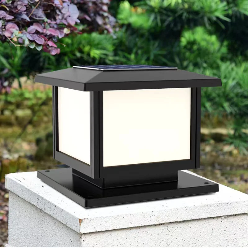 Lámpara Solar LED para pilar, iluminación de poste de puerta de Villa, Panel Solar impermeable, lámpara de pared para patio de plástico ABS, luz de