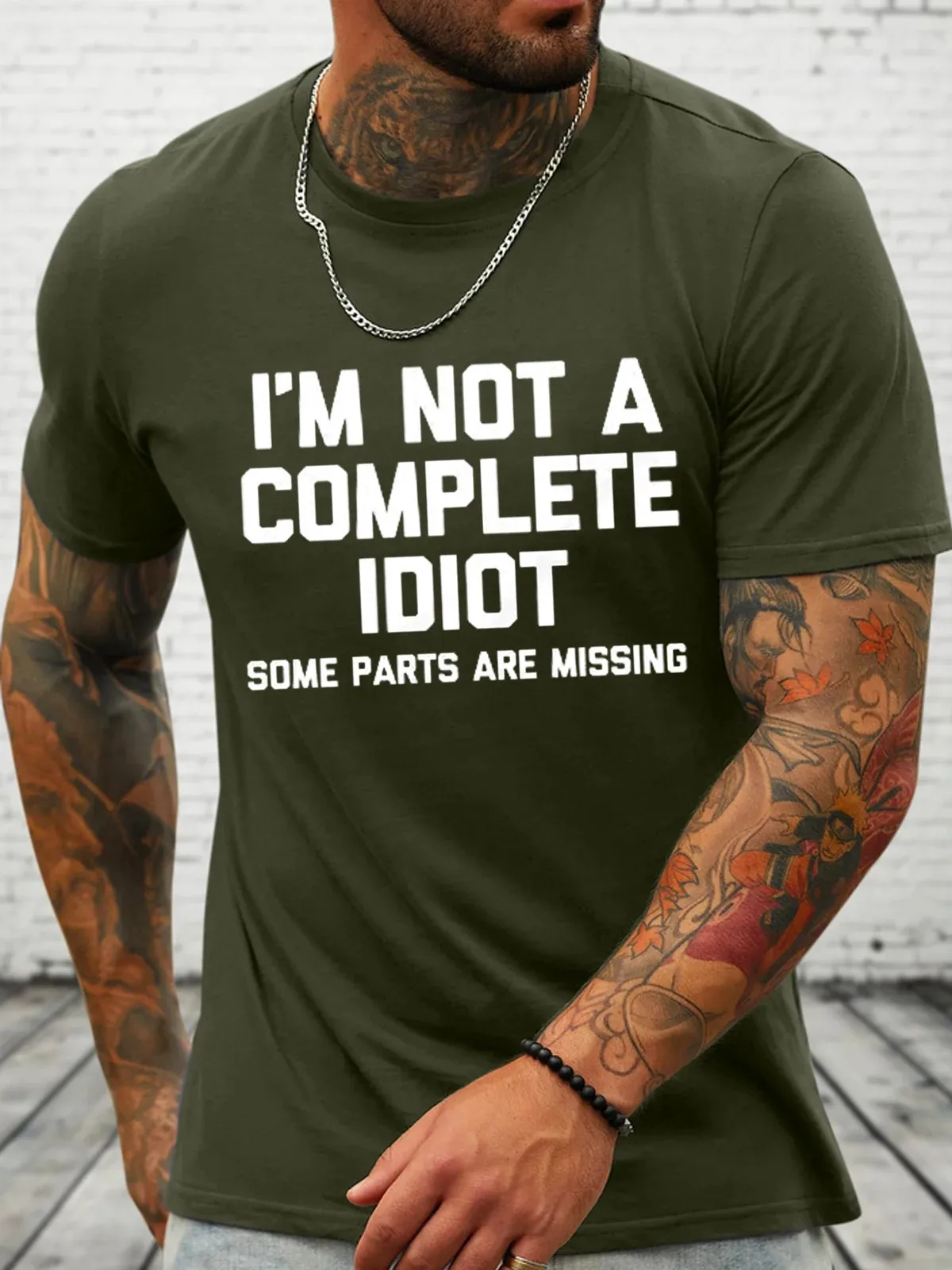 Cotton I'm Not A Complete Idiot Some Parts Are Missing Loose Casual Crew Neck Text Letters T-Shirt
