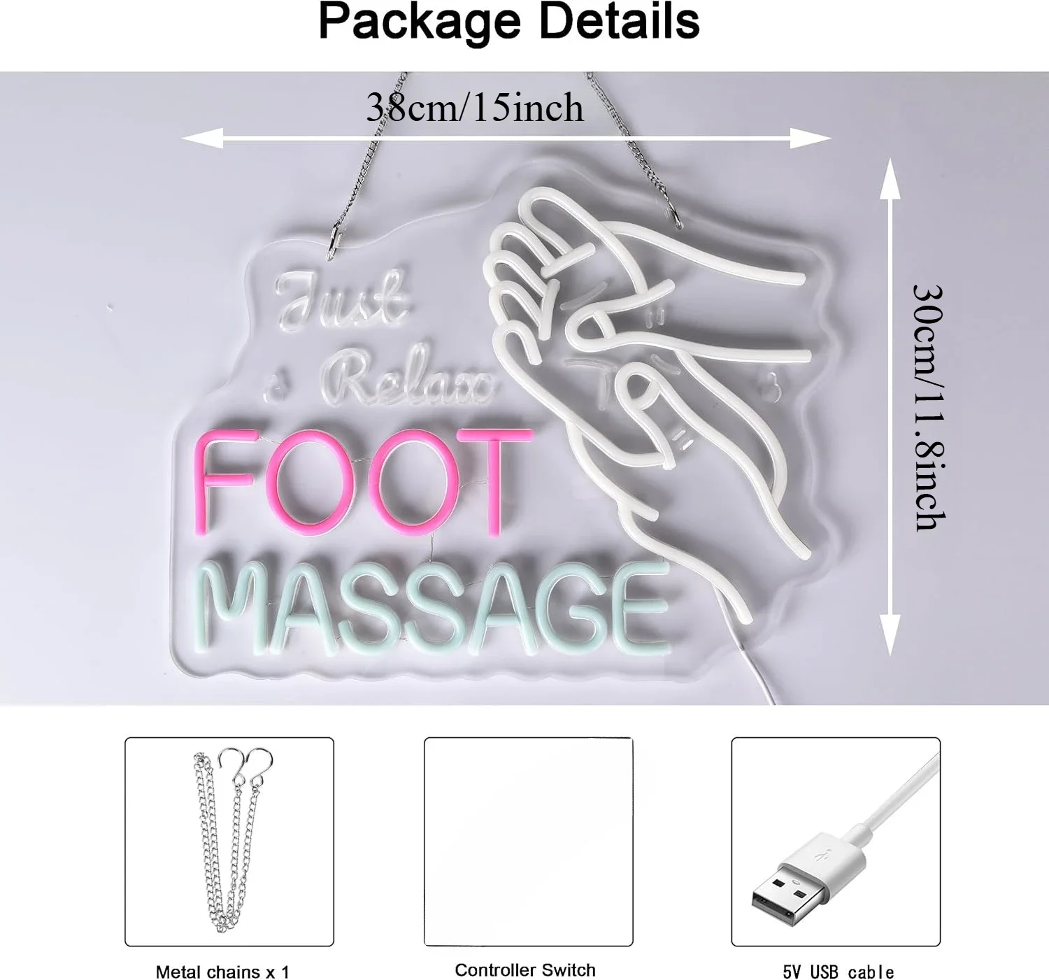 Foot Massage Neon Sign LED Dimmable Neon Light for Foot Relax Massage Room Foot Baths Spa Salon Wellness Center Wall Decor Gift