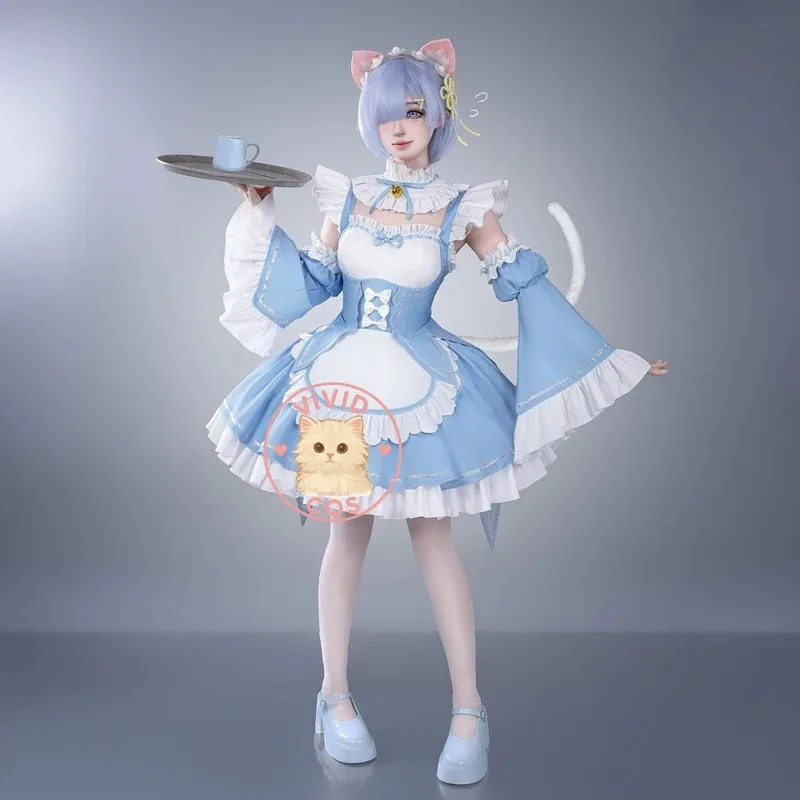 

Re: Zero cosplay costume anime Rem role play high-quality blue beautiful maid uniform dress for women x;2,f;5.n;