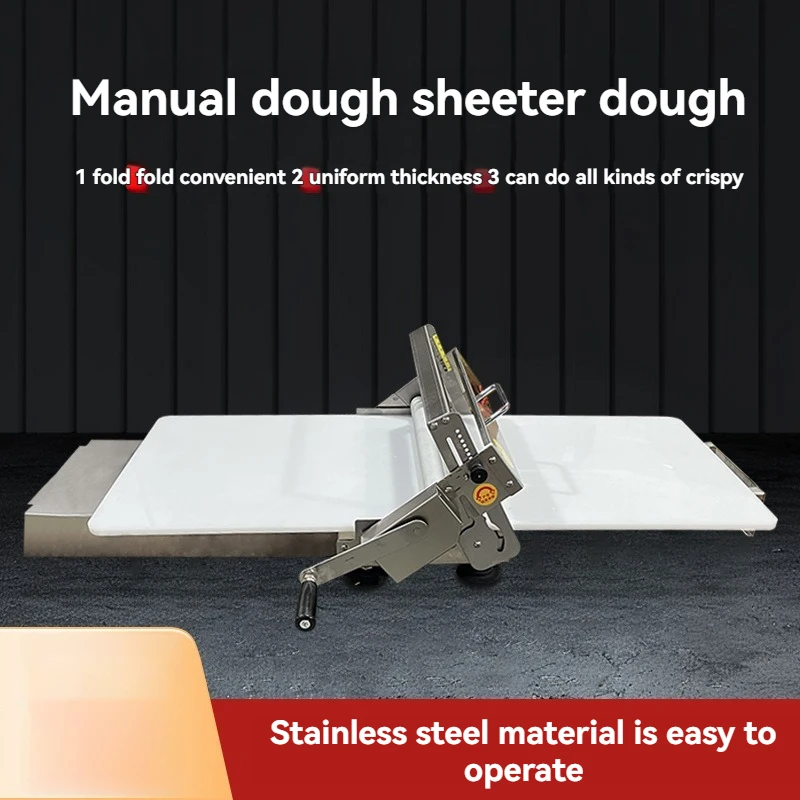New Manual Pastry Laminator -Desktop Dough Sheeter for Croissant/Tart Shells Adjustable 0.2MM-2.5CM Thickness with Non-Stick Rol