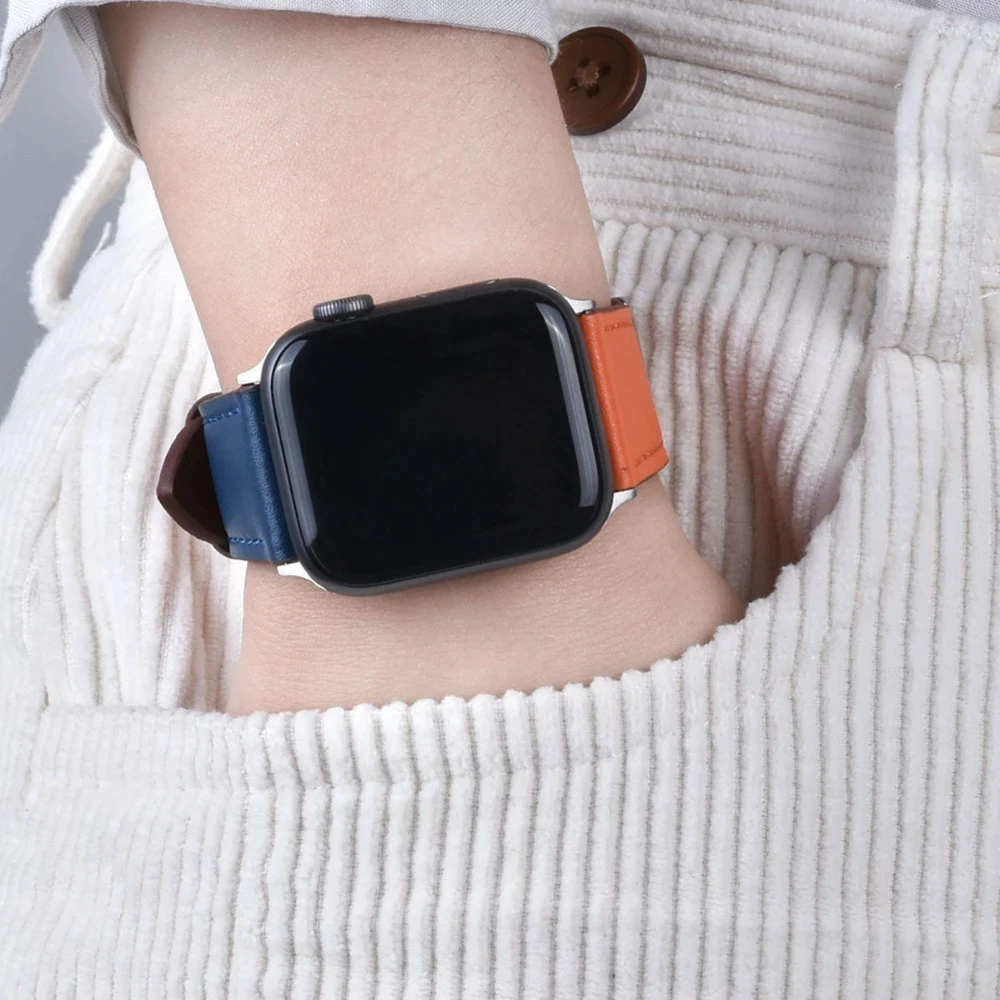 High quality Leather loop Band for iWatch 45mm 42mm 44mm 38mm 41mm 40mm leather strap band for Apple watch Series 7 se 6 5 4 3 2