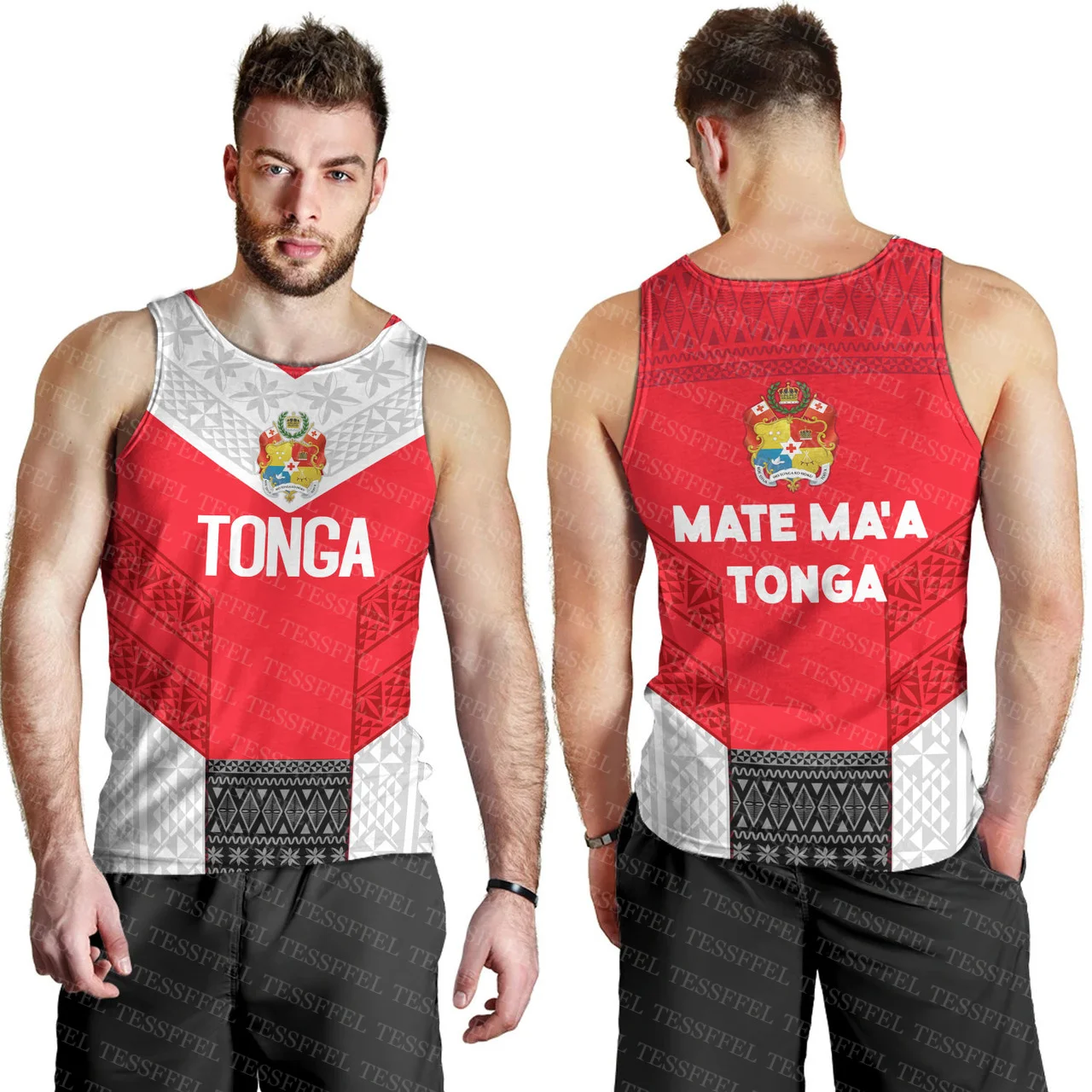 Classic Polynesian Tonga College Liahona Vintage Tattoo Retro 3DPrint Summer Harajuku Men's Top Casual Sleeveless TankTop Vest Q