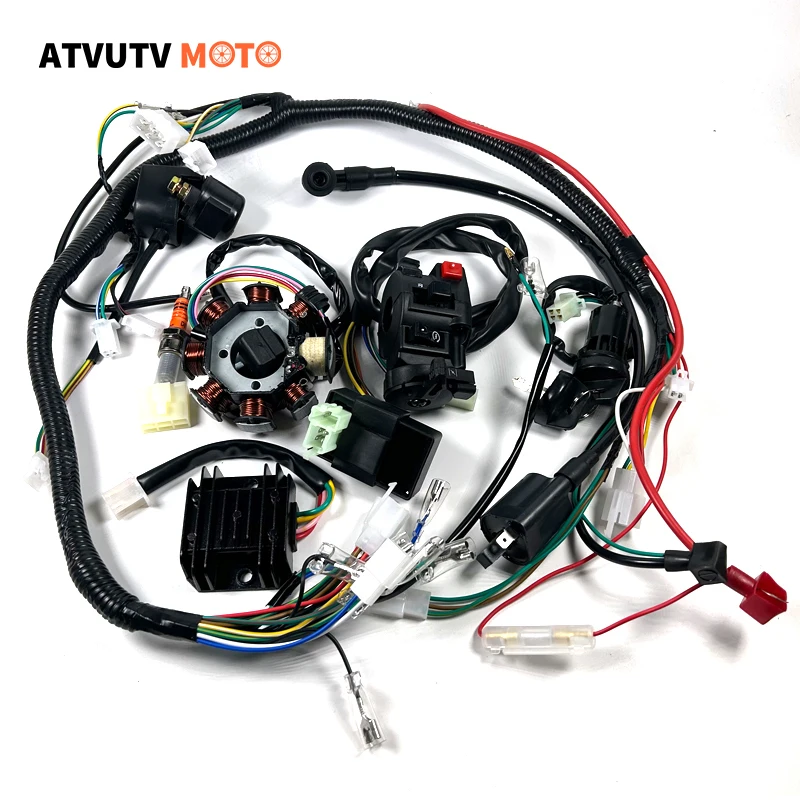 Motorcycle Wiring Harness Wire Loom Electrics Stator Coil CDI For CG 125-150cc ATV Quad Pit Bike Buggy Go Kart