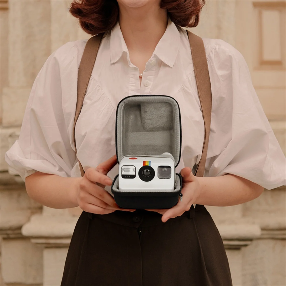 CCDD กระเป๋าเก็บกล้องแบบพกพาพร้อมเชือกเส้นเล็กสําหรับ Polaroid Go กระเป๋าถือ EVA Hard Anti-DROP กันกระแทกฝาครอบป้องกัน,A