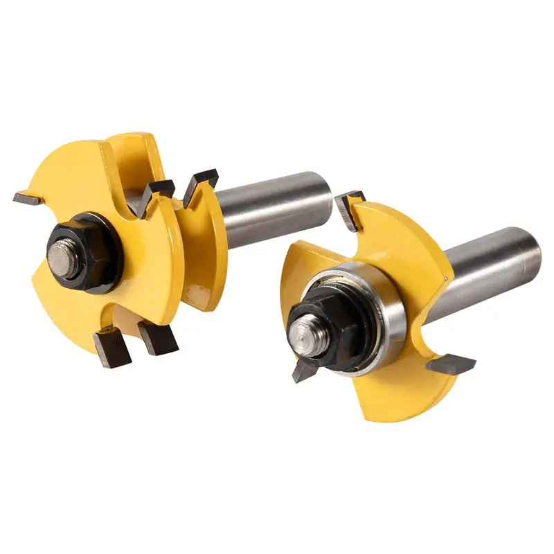 

Tongue And Groove Set,Router Bit Set,Wood Door Flooring 3 Teeth Adjustable ,1/2 Inch Shank T Shape Wood Milling Cutter Woodworki