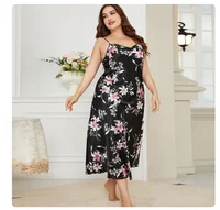 XL-5XL Big Size Sexy Suspender Nightdress Sleepwear Lingerie Summer Women Nightgown Loose Silky Satin Dressing Gown Loungewear - Image 3