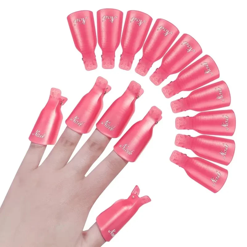 10/20pcs Colored Acrylic Nail Art Soak-Off Clips For Nail Cleaning, Uv Gel Nail Polish Soak-Off Wrapping Tools For Fingers