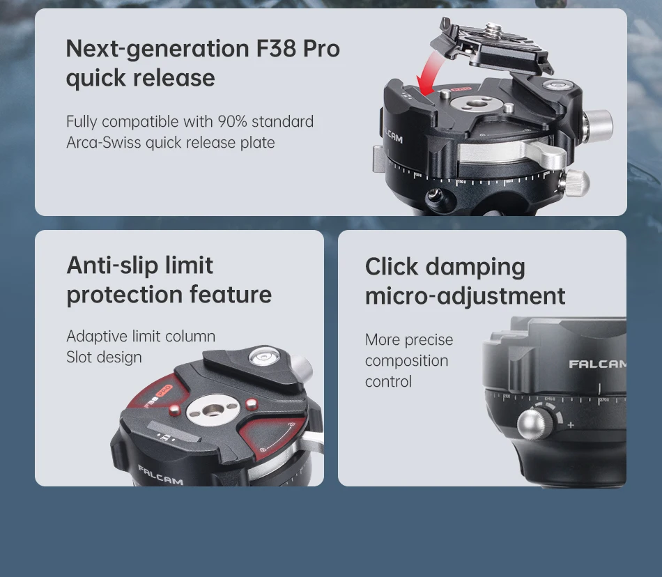 Ulanzi falcam treeroot Mittels äulen modul mit Gewinde oder f38 pro qr Trigger invertierter Kugelkopf für Treeroot Quick Lock Stativ – Detail 9