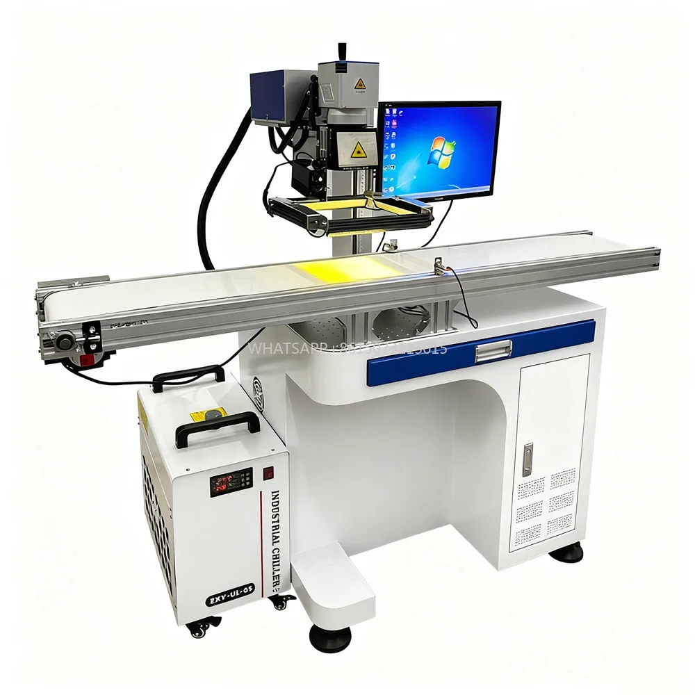Macchina automatica per marcatura laser UV con sistema di posizionamento della visione CCD per codifica di cavi in plastica metallica di vetro ad alta precisione