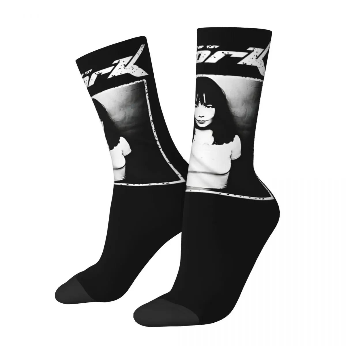 90s Electronic Pop Icon Bjork Music Stockings Men's Socks Warm Soft Kawaii Socks Autumn Skateboard Anti Slip Custom Socks Gift