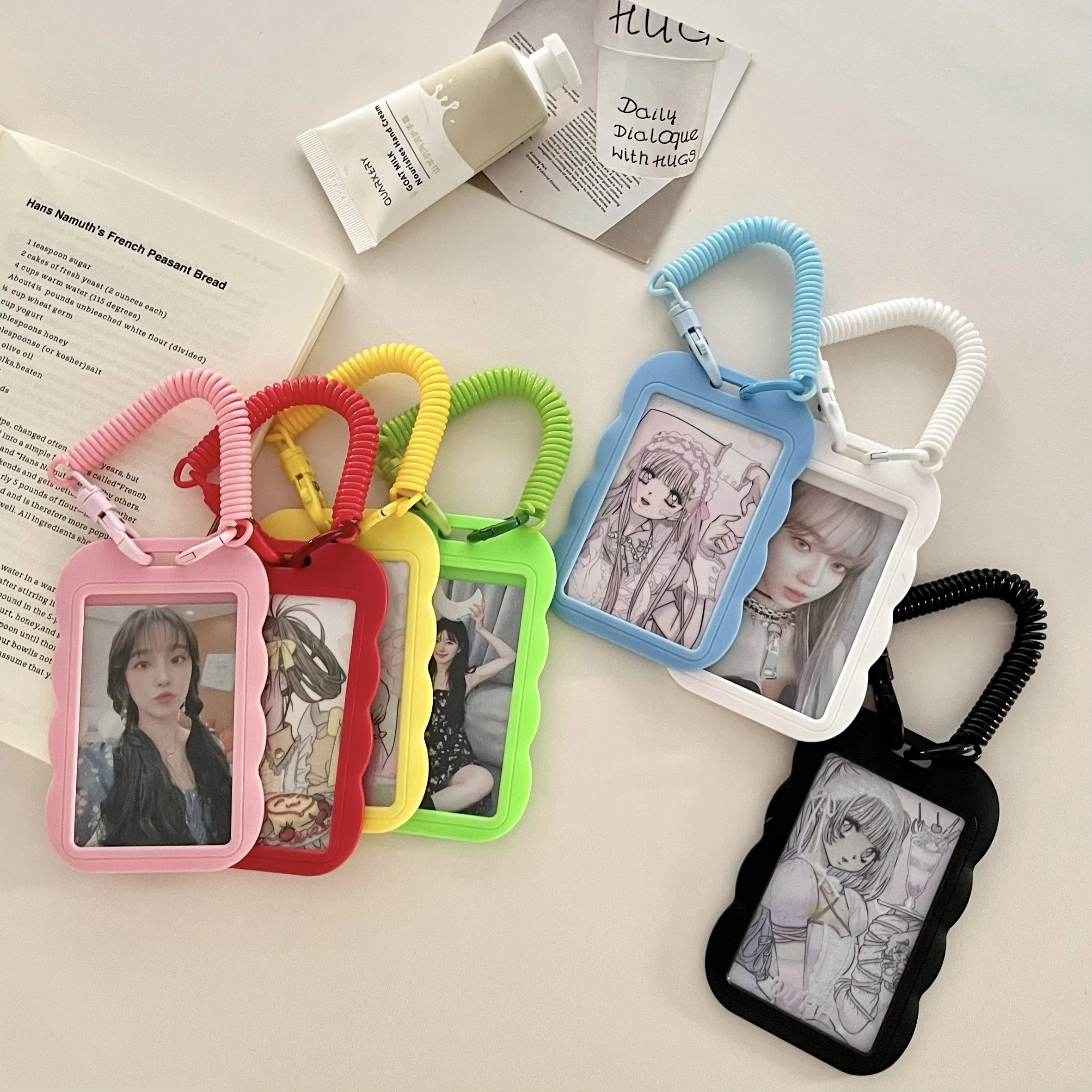 SKYSONIC ABS Slide Card Holder Arched Protector Cover Anti-lost Keychain 3 Inch INS Kpop Idol Bag Bus Cards Sleeves Supplis