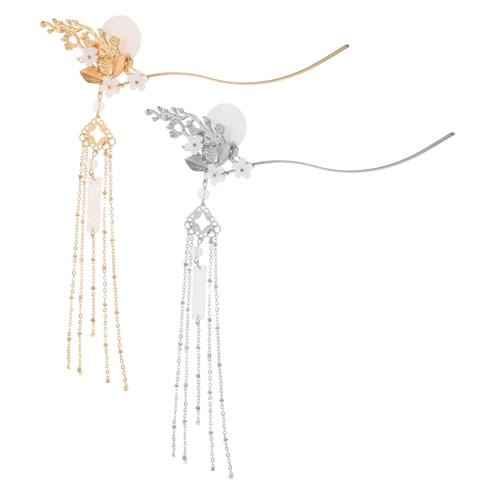 

2Pcs Elegant Flower Tassel Hairpins Chinese Style Hair Sticks for Women Hanfu Enthusiasts Traditional Cultural Events