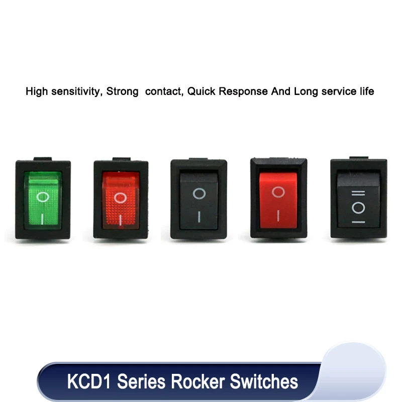 1/5/10pcs KCD1 Series Boat Car Rocker Switch 2/3/4/6 Pin 2/3 Position 6A/250V 10A/125V AC 15mm x 21mm Power Switches