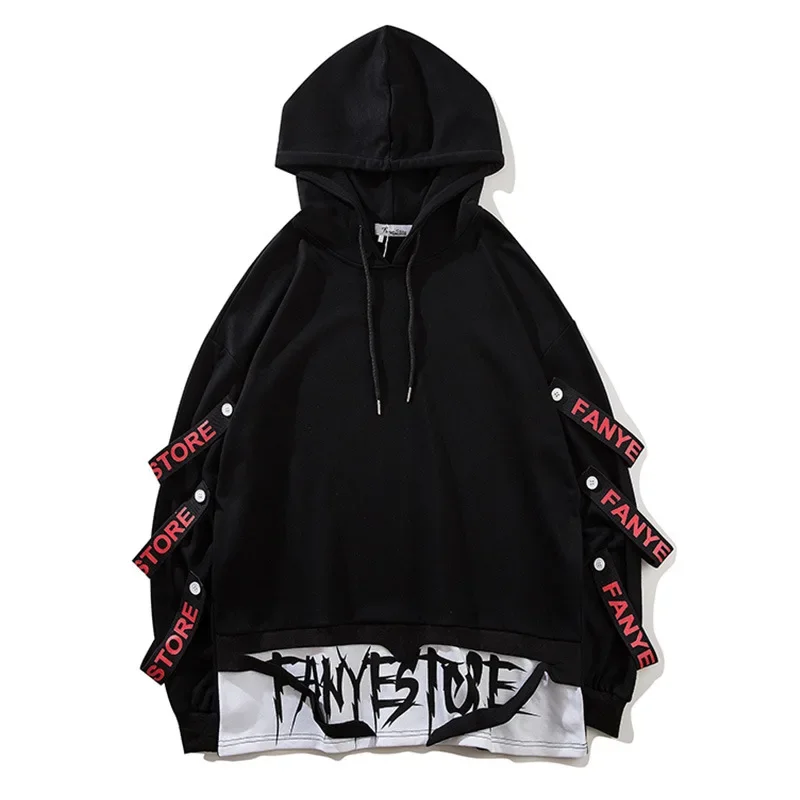 

2023 New Arrivals Fashion Men Sweatshirts Side Ribbons Streetwear Pullover Hoodies Drop Shipping ABZ267