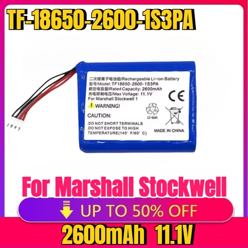 

New High quality Replacement Speaker Battery 2600mAh TF18650-2600-1S3PA For Marshall Stockwell 1 Battery