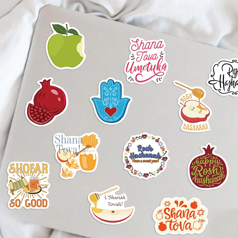 50 STKS Rosh Hashanah Stickers Kleurrijke Graffiti Stickers voor laptops, mobiele telefoons en bagagedecoratie