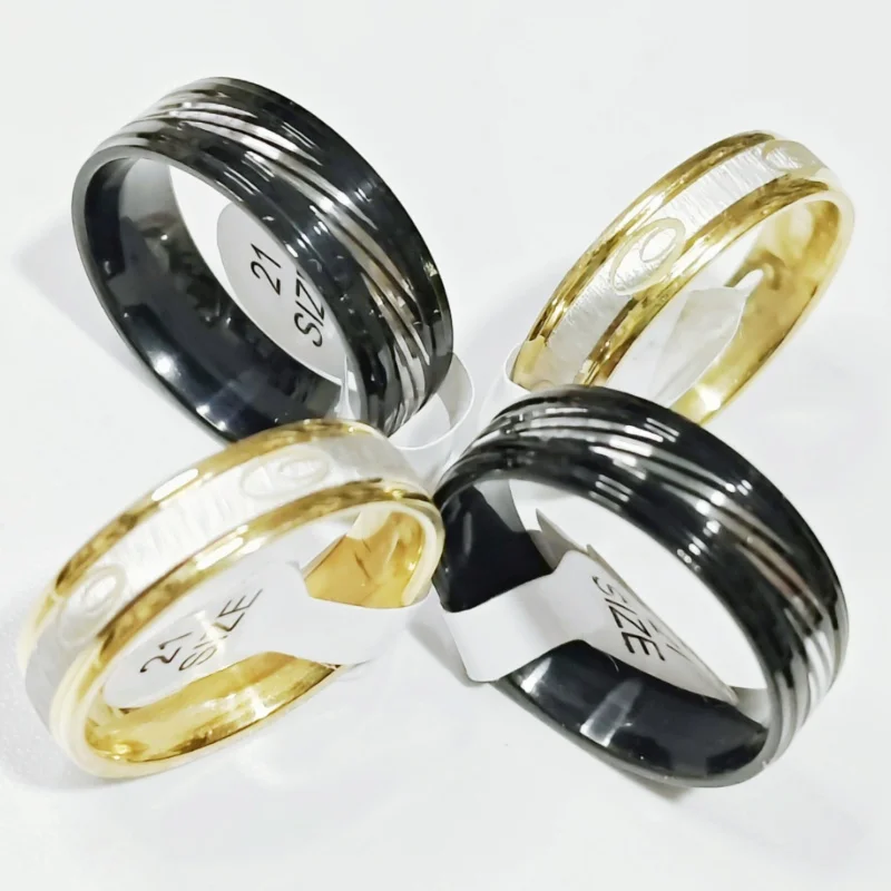 Wholesale 50 pcs 6mm 8mm Inner arc Two tone mixed style stainless steel ring Stainless steel Rings