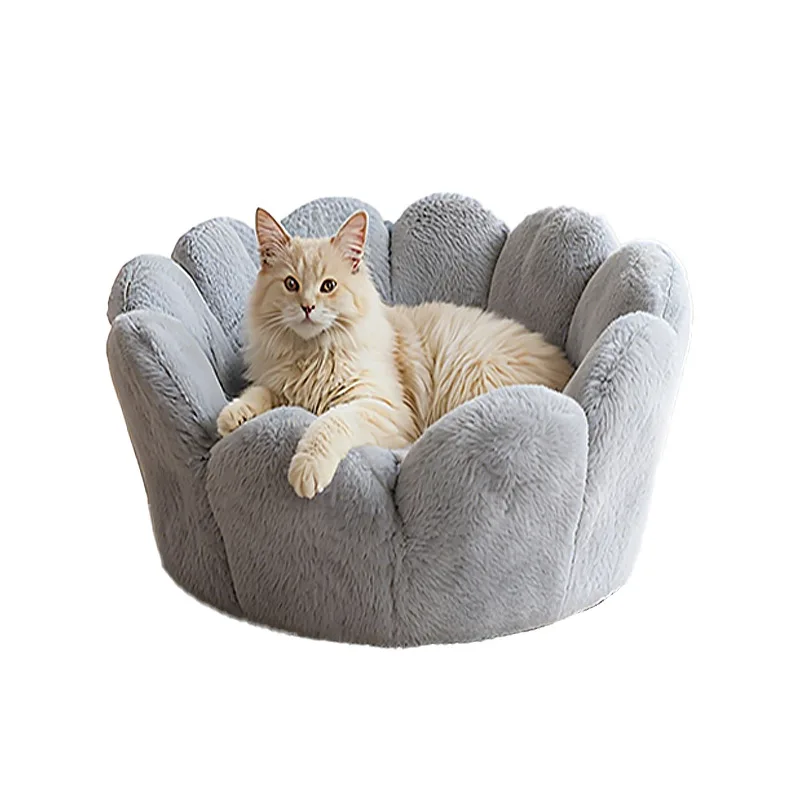 

Pet nest warm in autumn and winter round short plush ins wind dog bed medium and small dog cat nest universal in all seasons