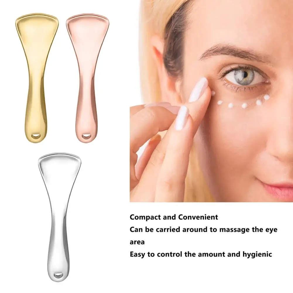 Mini espátula cosmética de Metal y Zinc, palillo curvo, crema de maquillaje, herramientas plateadas para el cuerpo, cuchara para ojos y cara, máscara dorada Cre I4Y4, 1 Uds.