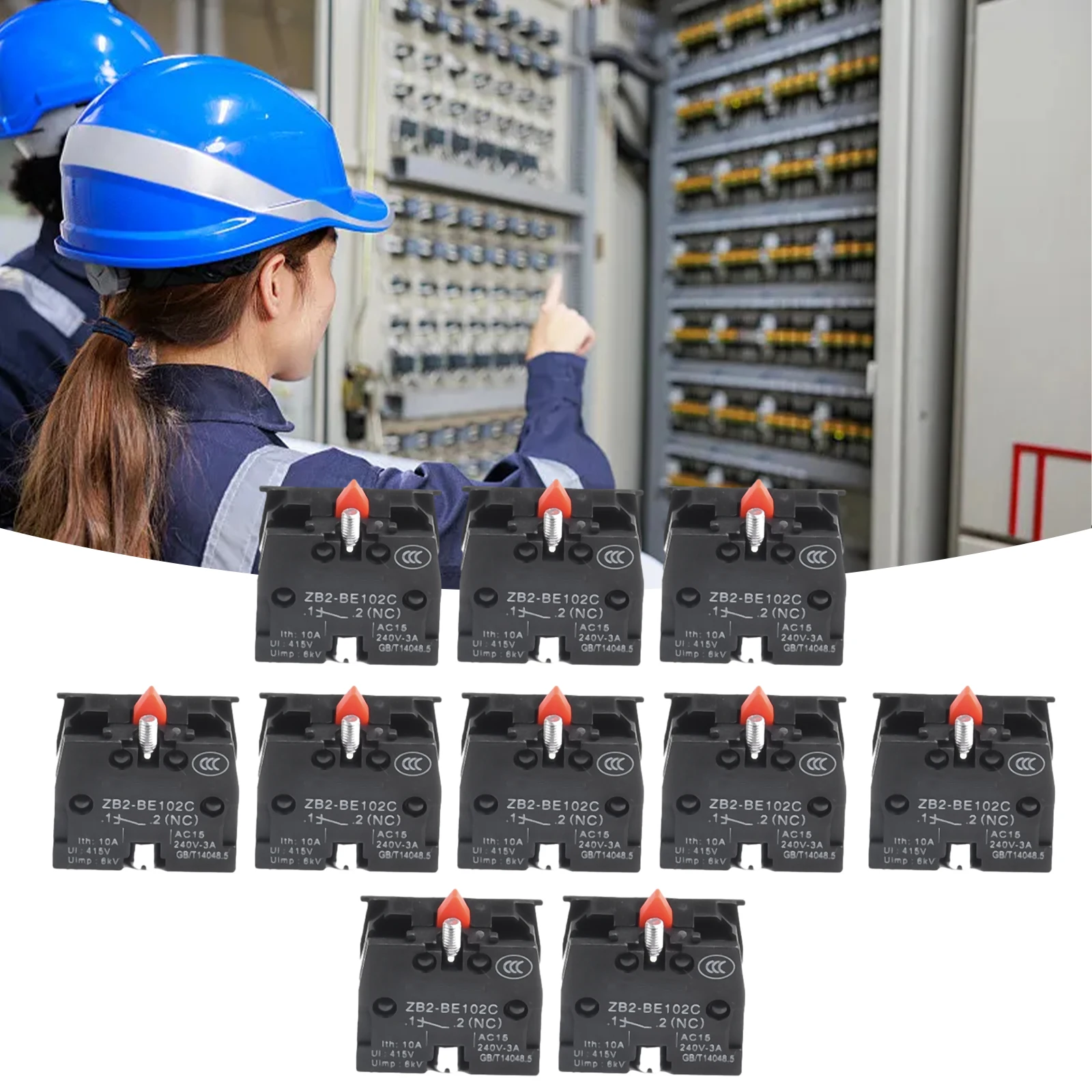 

10 шт. кнопочный джойстик-переключатель ZB2BE102C 10A 600 В нормально закрытый контакт с водонепроницаемым корпусом и стабильным контактом