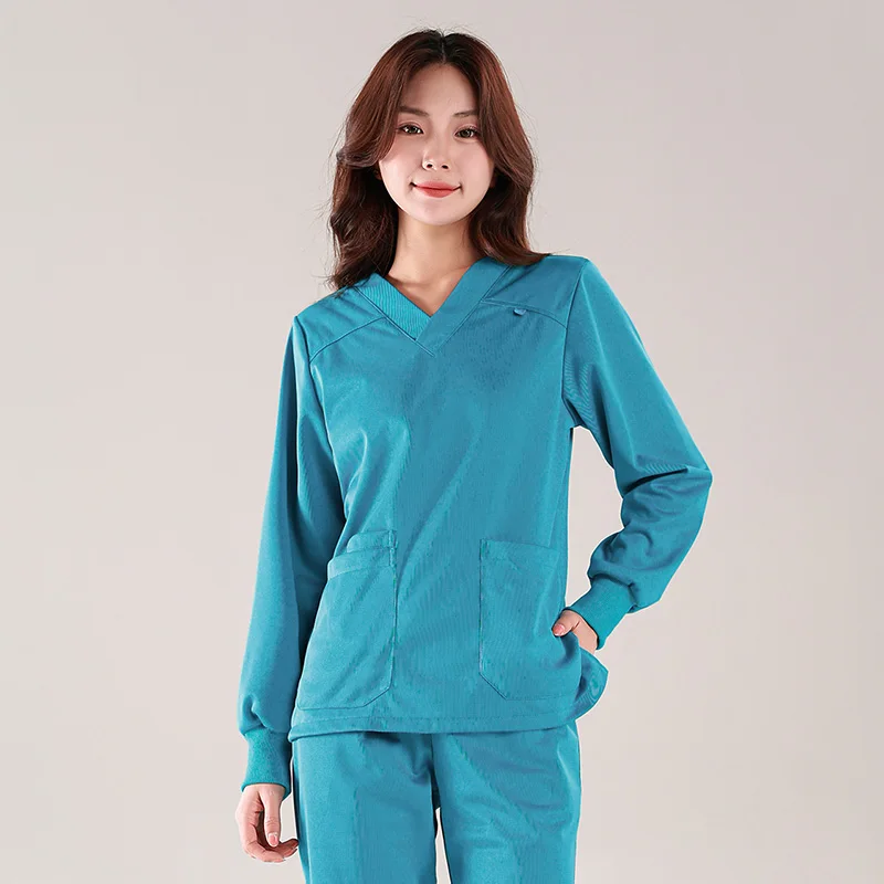 set-per-il-lavaggio-dei-vestiti-abiti-da-lavoro-per-infermieri-abiti-medici-parte-superiore-e-inferiore-tuta-da-lavoro-per-medici-con-scollo-a-v-per-uomo-e-donna-tinta-unita
