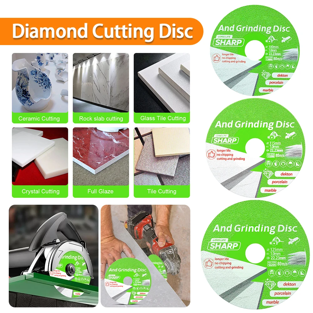 

Режущий диск для стекла Многофункциональный алмазный отрезной диск Портативный алмазный шлифовальный диск для мрамора, кварца, керамики, стекла