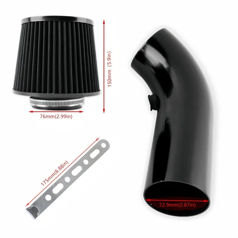 

Cars Accessories Tools Automobile Cold Air Intake Kit Modified Aluminum Tube Kit Universal 76mm/3inch