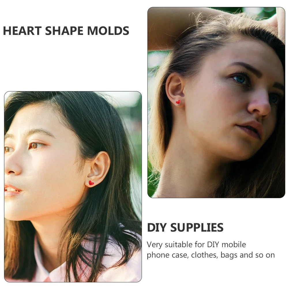 

10pcs Heart Shape Resin Molds Accessories Bag Decor Earrings Necklace Supplies Small Compact Lightweight for Phone