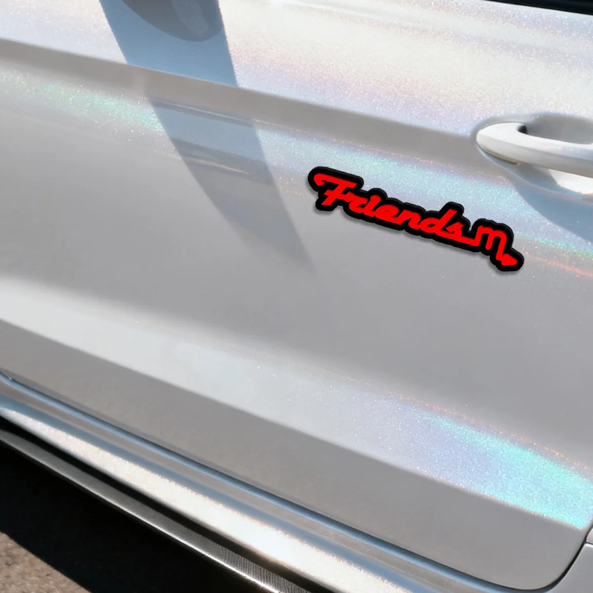Fashion Friends Car Sticker with M Arrow Decor, Custom Name Text, 3D Red Black Waterproof Decal for Car Body, Rear, Window & DIY