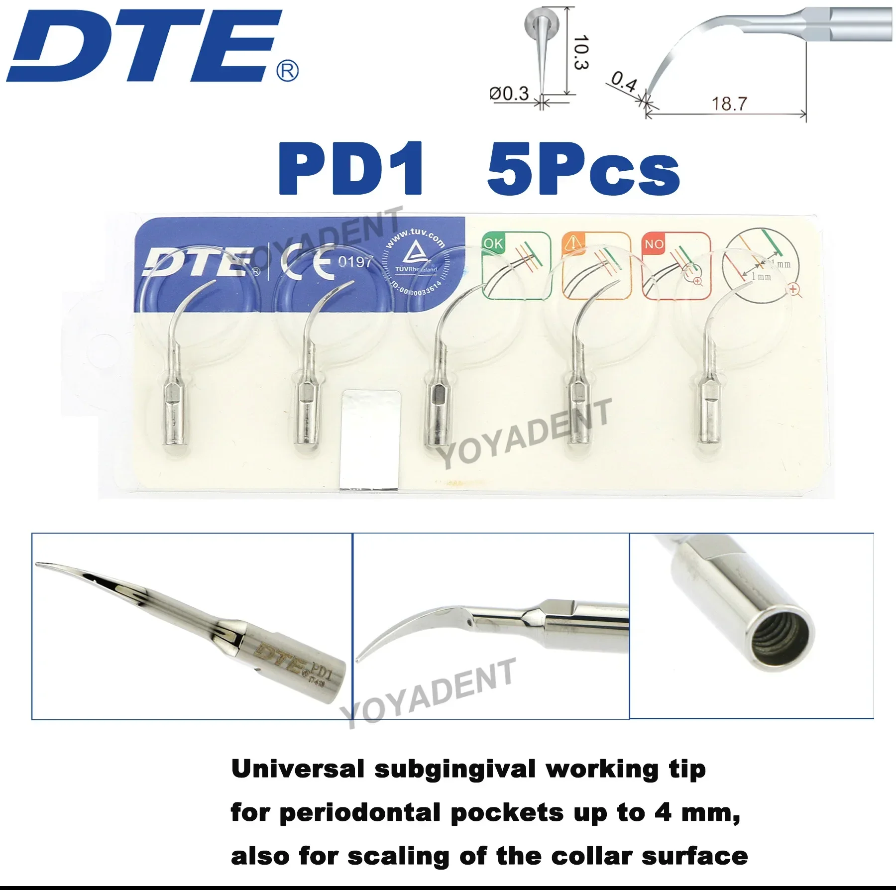 Woodpecker DTE Tips Dental Ultrasonic Scaler Tips Periodontics Tips Fit EMS NSK SATELEC ACTEON Scaler Handpiece Narzędzia stomatologiczne