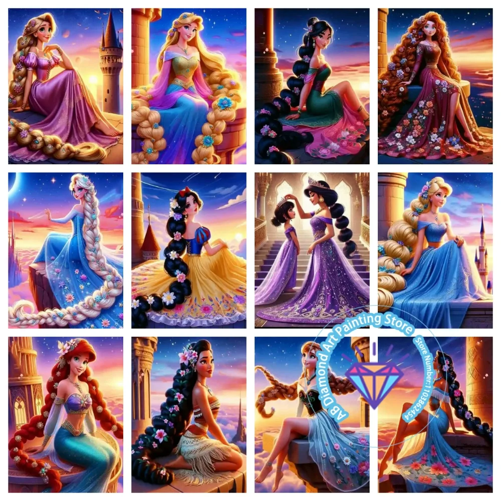 

Frozen Snow White Little Mermaid AB Diamond Painting Kit Square Round Diamond 5D DIY Mosaic Handmade Art Adult Exquisite Gift