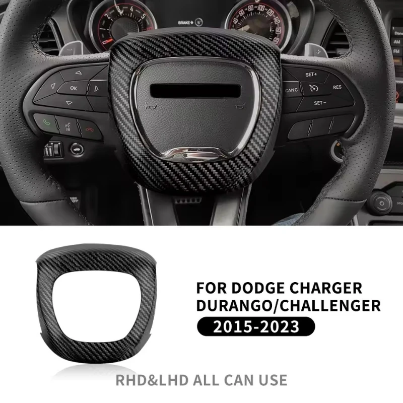 

Steering Wheel Horn Cover For Dodge Charger 2015-2023 Carbon FIber Airbag Cover Decoration Panel Shell