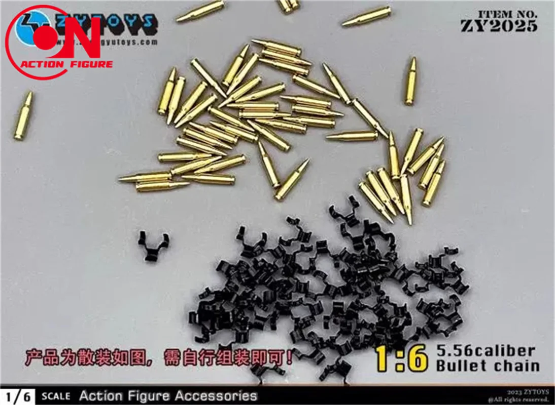 ZYTOYS ZY2025 50 pz Scala 1/6 Calibro 5.56 Catena Proiettile M27 Modello di Collegamento Puntelli di Scena Misura 12 ''Soldato Action Figure corpo