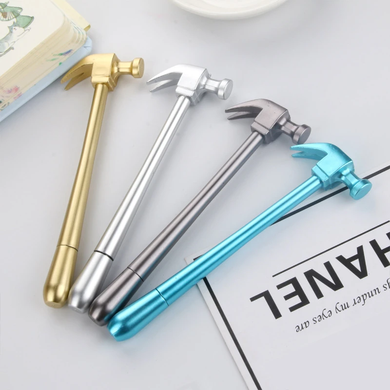 

Metallic Hammer Tools Stationery Creative Gel Pen Simulation School Office Supply Cute Kawaii Funny Gift Prize