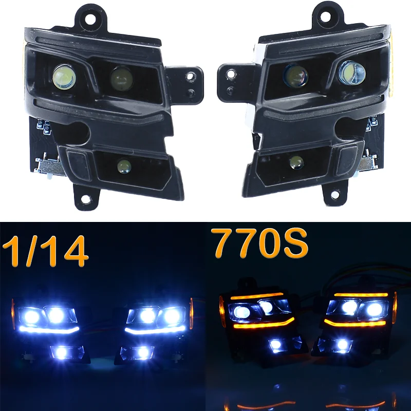 

LED Headlight&taillight Double Flash Mode Sequential Turn Signals for 1/14 Tamiya RC Truck SCANIA 770S 56368 56371 Car