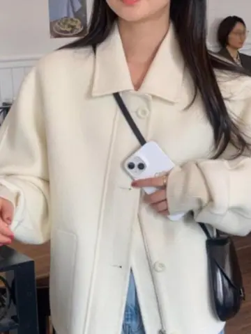 한국 스타일 울 재킷 한국 스타일 한국식 울 재킷 울 코트 울 재킷 한국 스타일 루즈핏 여유로운 카라 칼라 울 재킷 울 코트 울 재킷