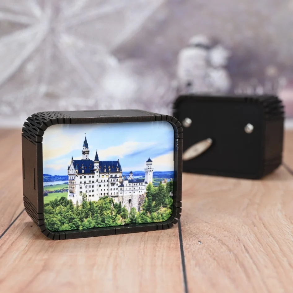 Sublimation Music Box Wooden Hand Crank Black Christmas Children's Holiday Blank Musical Box Gifts