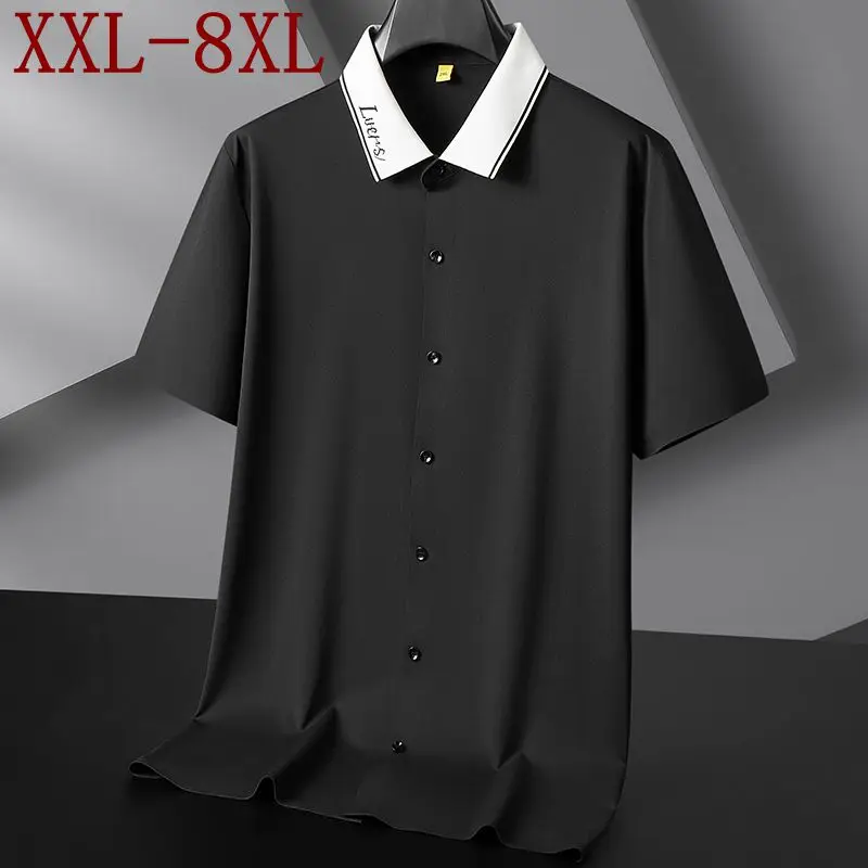 

8XL 7XL 6XL 2026 New Summer High End Luxury Skin Friendly Shirts For Man Clothing Business Casual Mens Shirt Loose Chemise Homme
