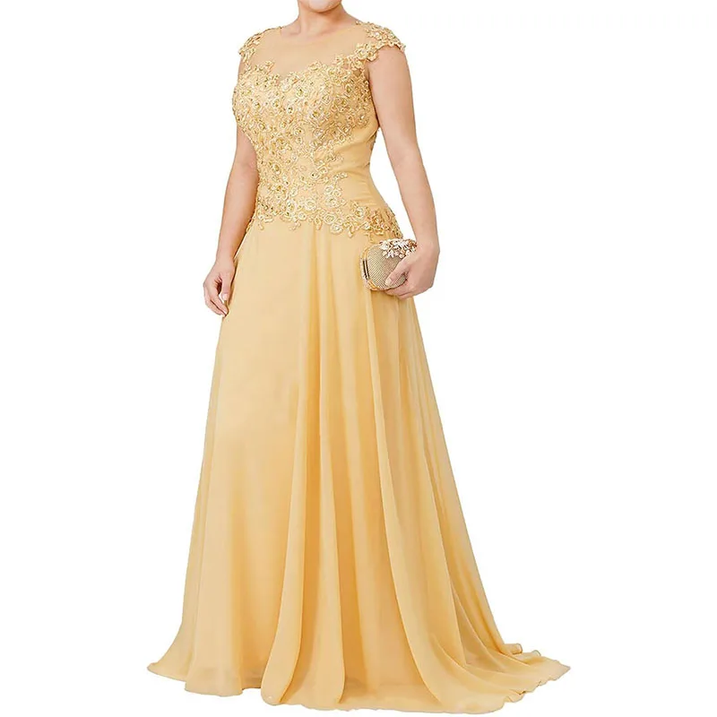 

Mother of The Bride Dresses Plus Size - Appliqued Chiffon Formal Wedding Guest Dresses
